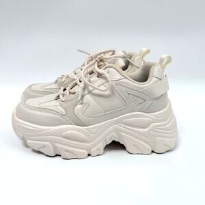 BERNESS Women's Blair Chunky Platform Sneakers Beige Cream - Size 8